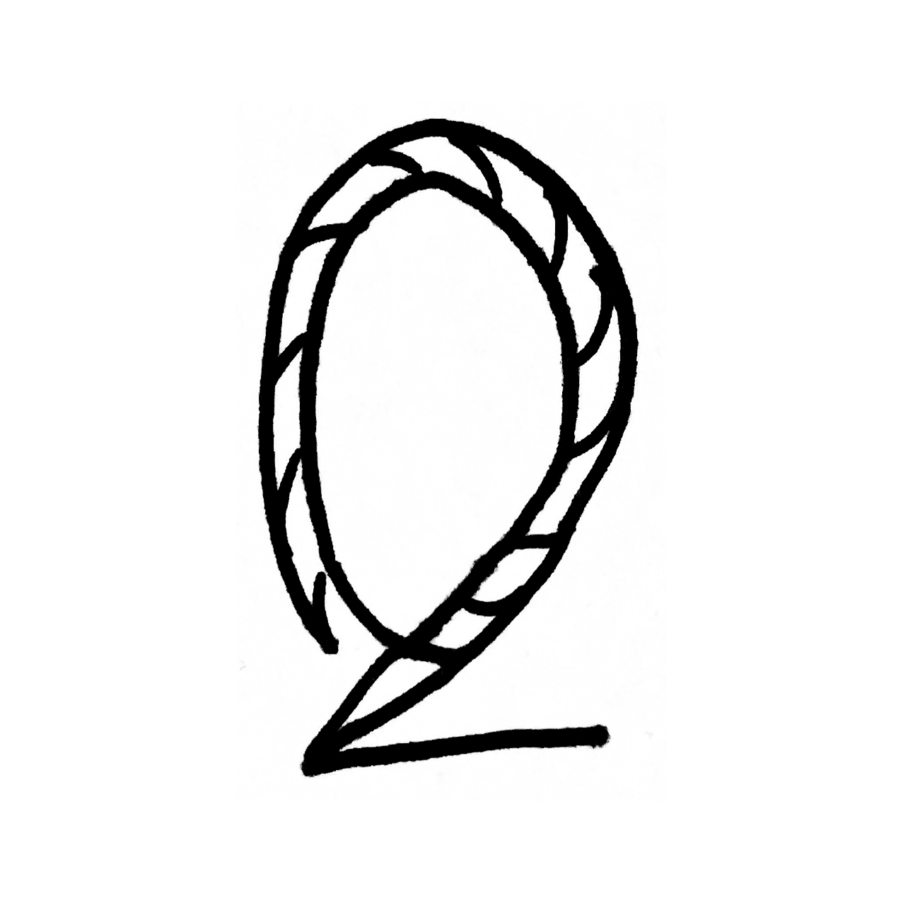 A sketch of the number 2 that looks like rope.