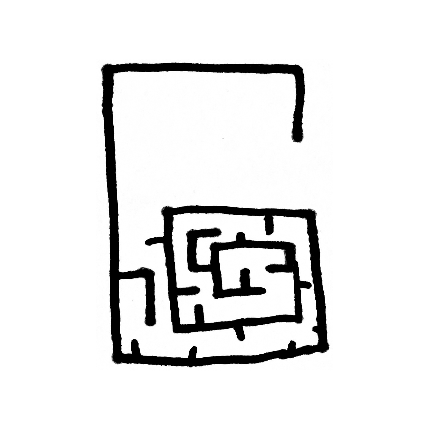 A sketch of the number 6 that looks like a maze.