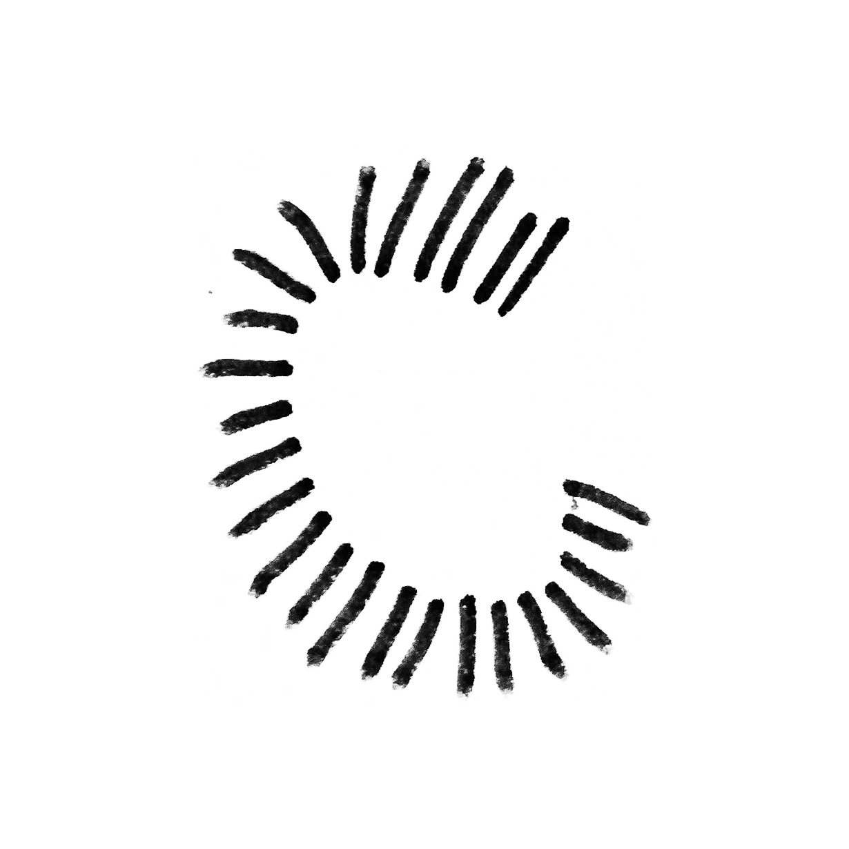 A sketch of the letter C drawn using repeating straight lines.