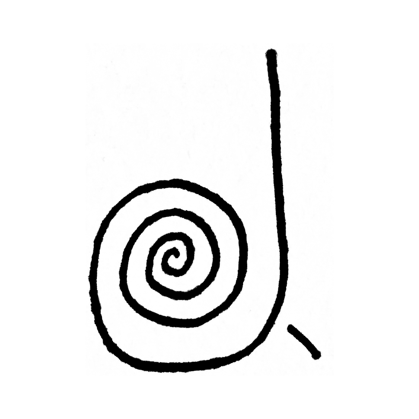 A sketch of the letter D drawn using a swirl.