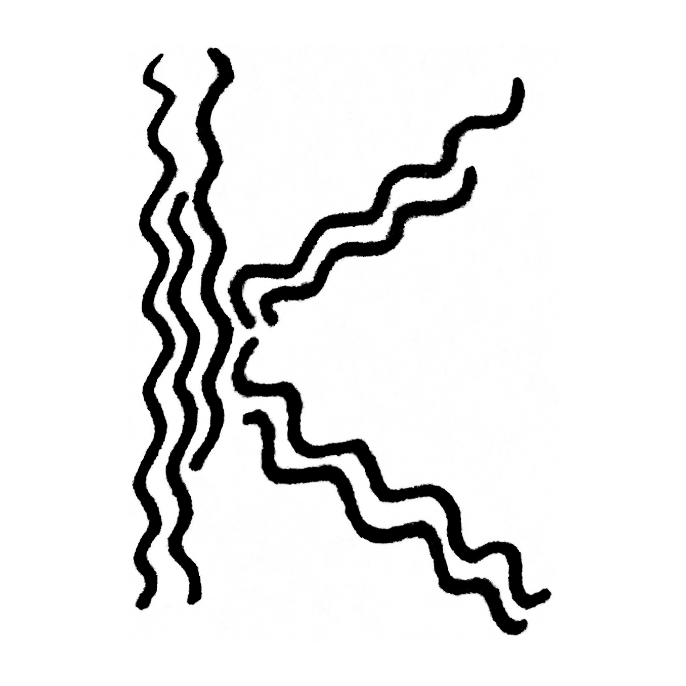 A sketch of the letter K drawn with wavy lines.