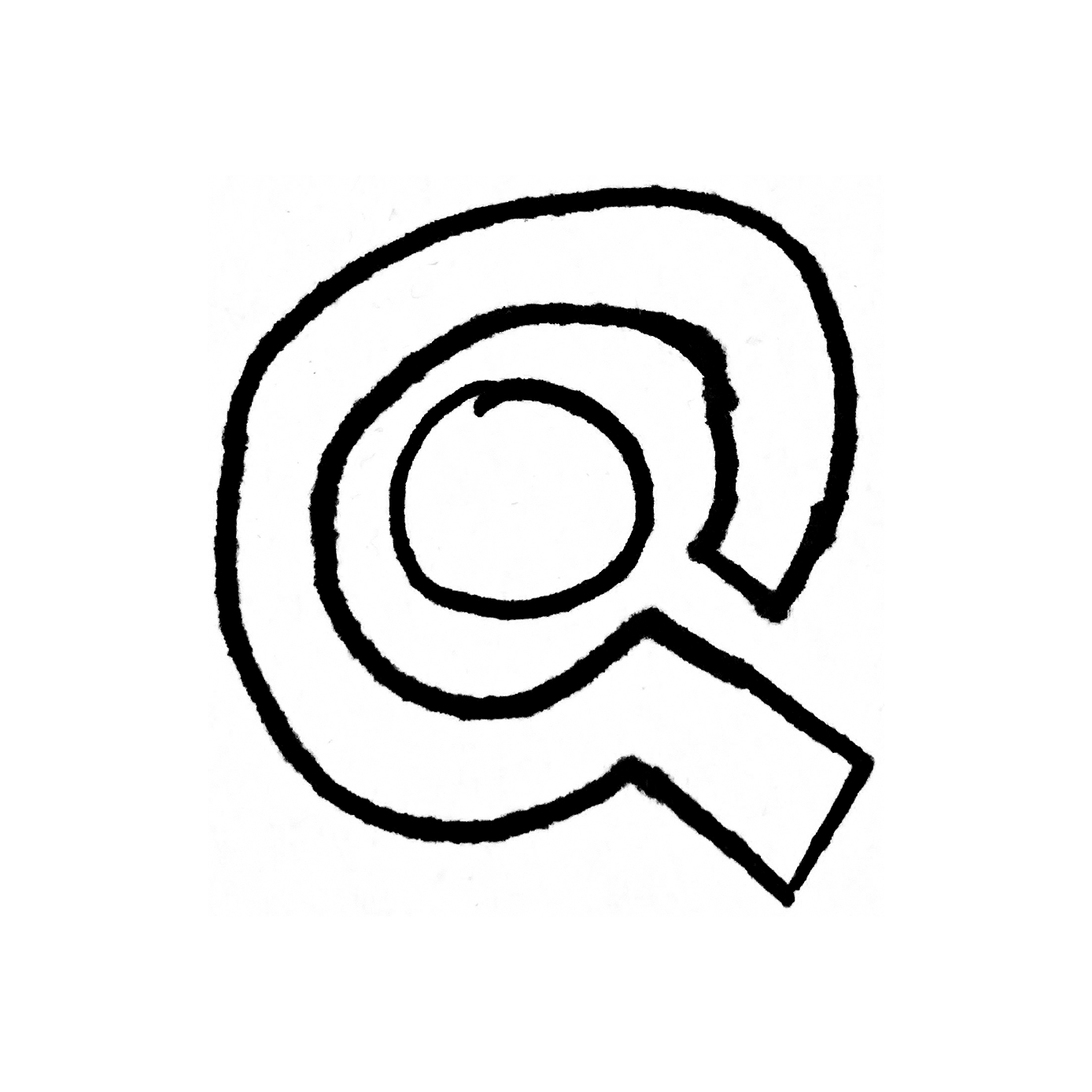 A sketch of the letter Q that looks vaguely like a magnifying glass.