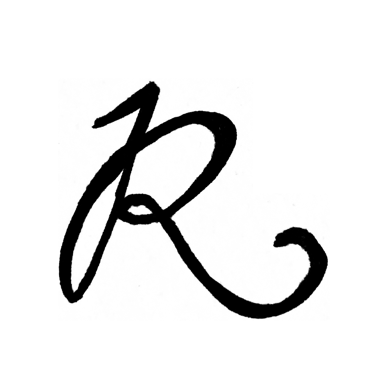 A sketch of the letter R in cursive.