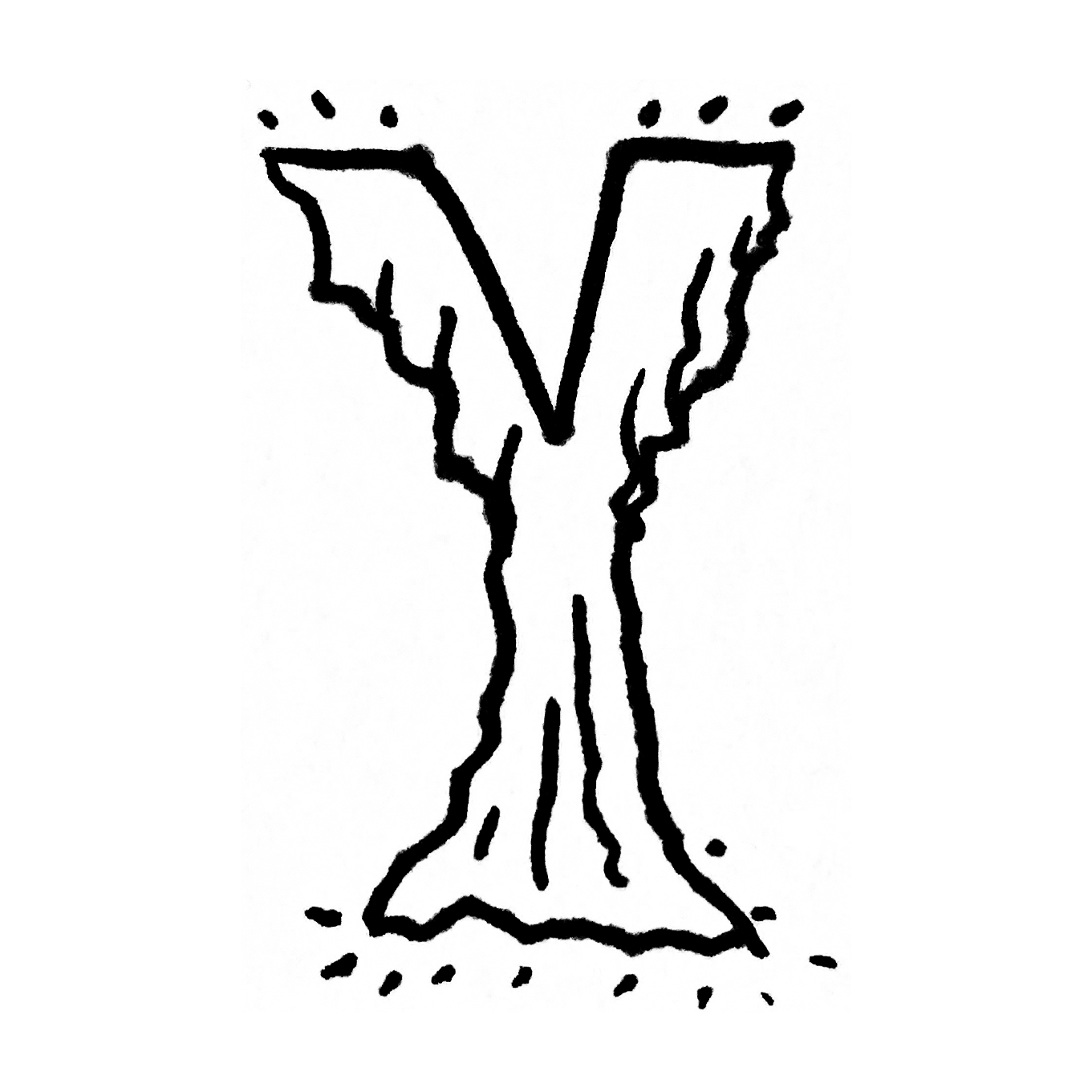 A sketch of the letter Y that looks like it's melting.