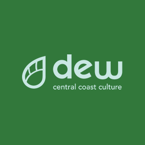 The Dew logo over a green background.