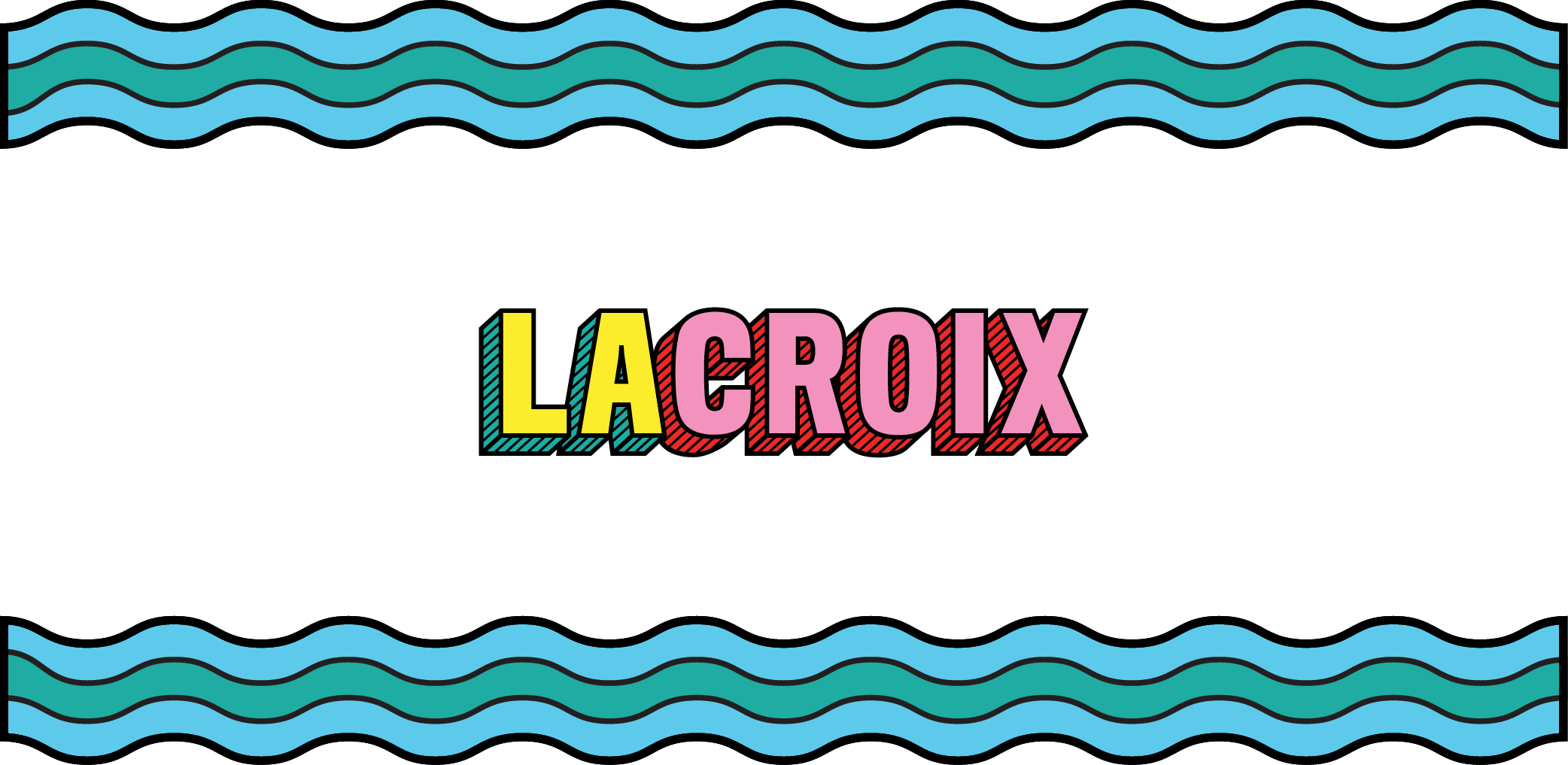 The rebranded LaCroix logo between two strips of stylized water.