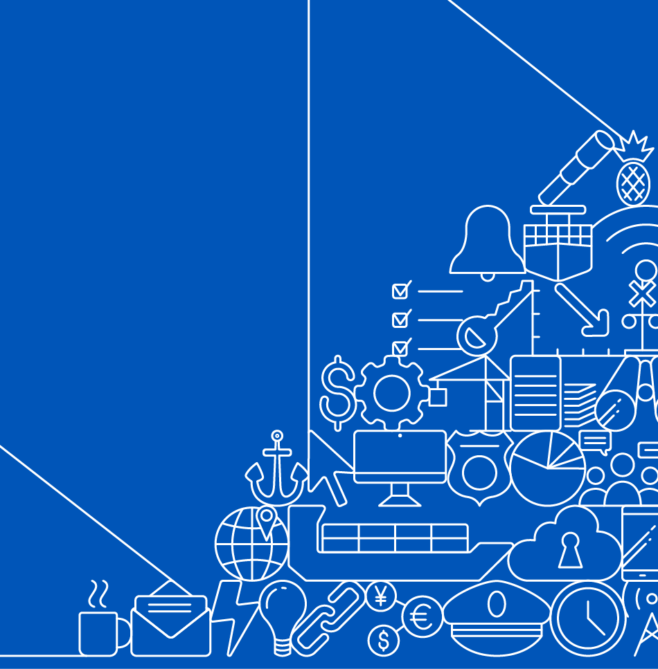 A collection of XVELA icons arranged in a pile over a blue background.